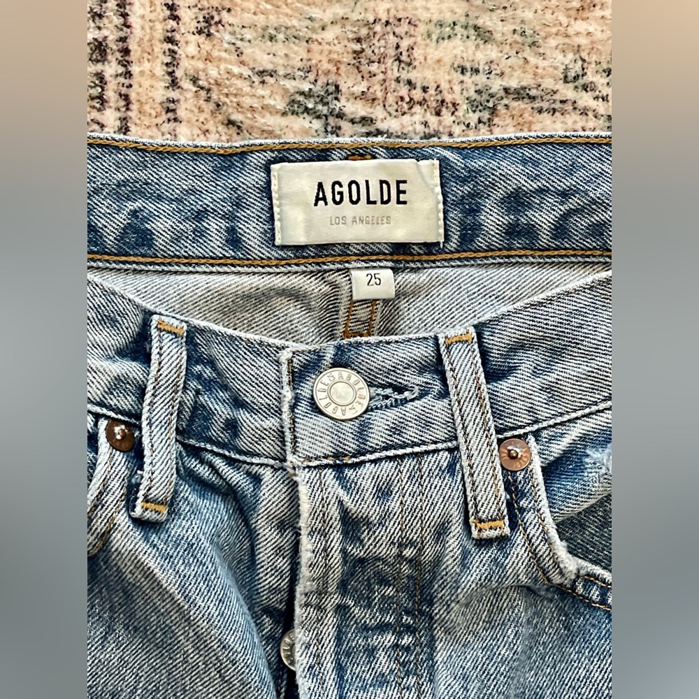 Agolde Straight Leg Jeans with Vintage Distressing Mid Rise Loose Fit 90's - Picture 5 of 8
